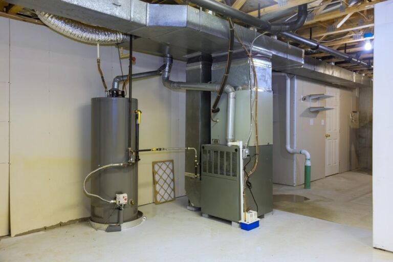 Basement furnace and water heater system installed